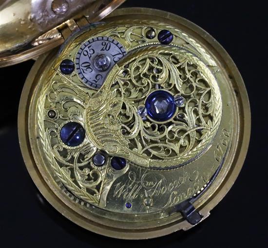 William Adcock, London, a George III gold pair-cased keywind verge pocket watch, No. 6760,